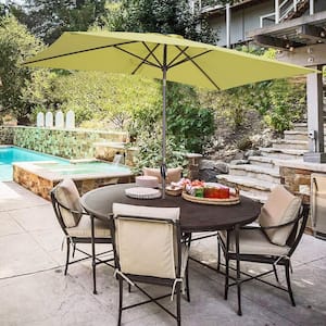 6.5 ft. x 10 ft. Aluminum Outdoor Patio Umbrella with Hand Crank Lift in Lime Green