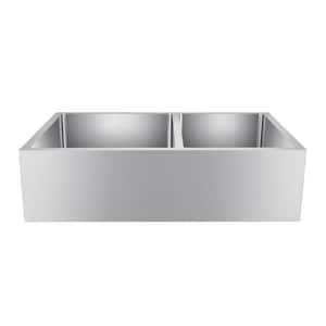 Coriander Farmhouse Apron Front Stainless Steel 33 in. 60/40 Double Bowl Kitchen Sink