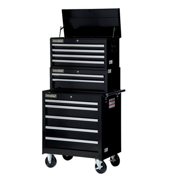 International Tech Series 27 in. 11-Drawer Tool Chest and Cabinet Combo in Black