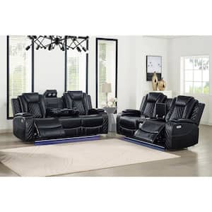 New Classic Furniture Orion 2-piece Black Polyester Fabric Power Footrest and Headrest Living Room Set