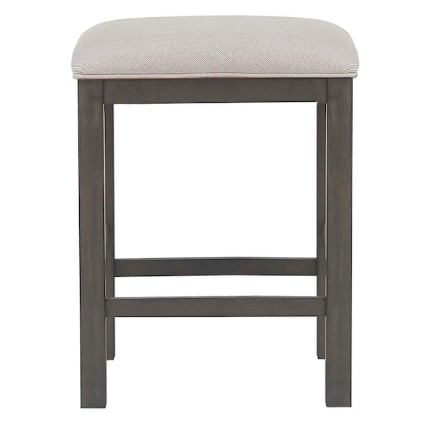 AndMakers Shades of Gray 24 in. Gray Contemporary Backless Wood Frame Bar  Stool with Upholstered Seat BH-EL-B300 - The Home Depot