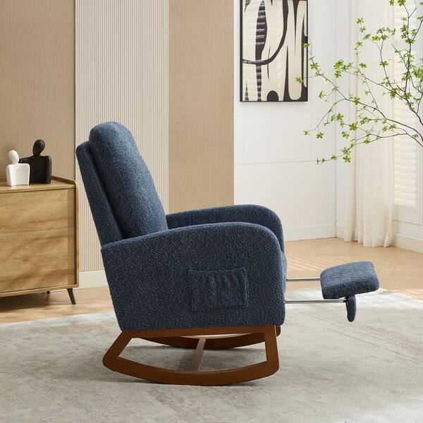 Blue Therapy Rocking Chair Navy Blue Gliding Chair Convertible Nursing Rocking Chair Dark Navy