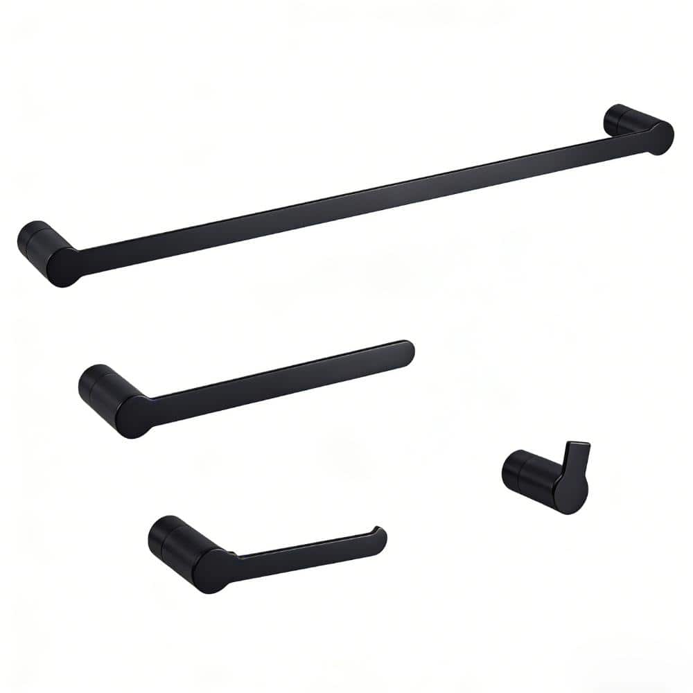4-Piece Stainless Steel Bath Hardware Set in Matte Black with Towel Rack, Towel Hook, Toilet Paper Holder price history on PriceWatchPro