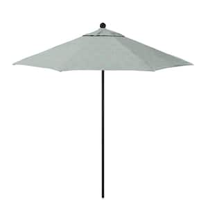 9 ft. Stone Black Aluminum Market Patio Umbrella with Fiberglass Ribs and Push-Lift in Spiro Capri Pacifica Premium