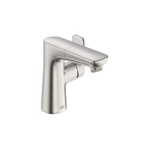 Aspirations Single Handle Pull Out Deck Mount Bathroom Faucet with Drain in Brushed Nickel