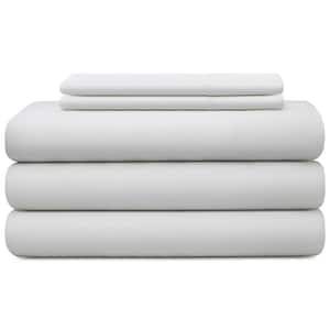 5-Piece White Solid Cotton King - Split Sheet Set