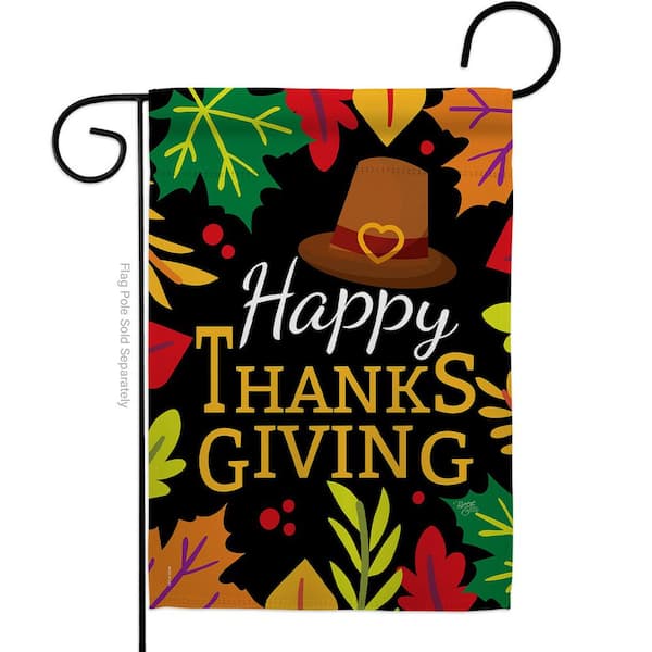 Breeze Decor 13 in. x 18.5 in. Happy Thanksgiving Leaves Garden Flag Double-Sided Fall Decorative Vertical Flags