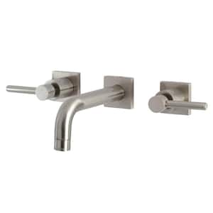 Concord Double Handle Wall Mounted Faucet Bathroom in Brushed Nickel