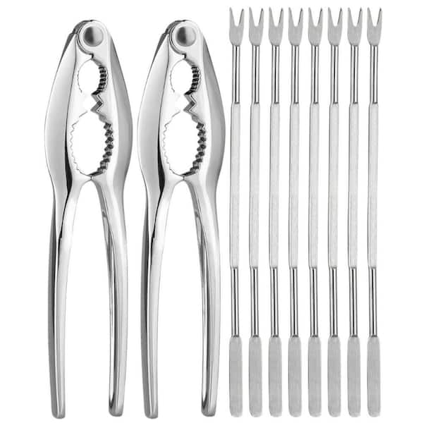 10-Piece Crab and Lobster Crackers with Picks Set Stainless Steel and Zinc Alloy for Shellfish and Nuts