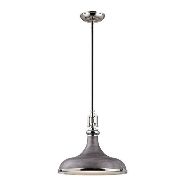 Elk Rutherford 1 Light Pendant in Polished Nickel Weathered Zinc 57081 1