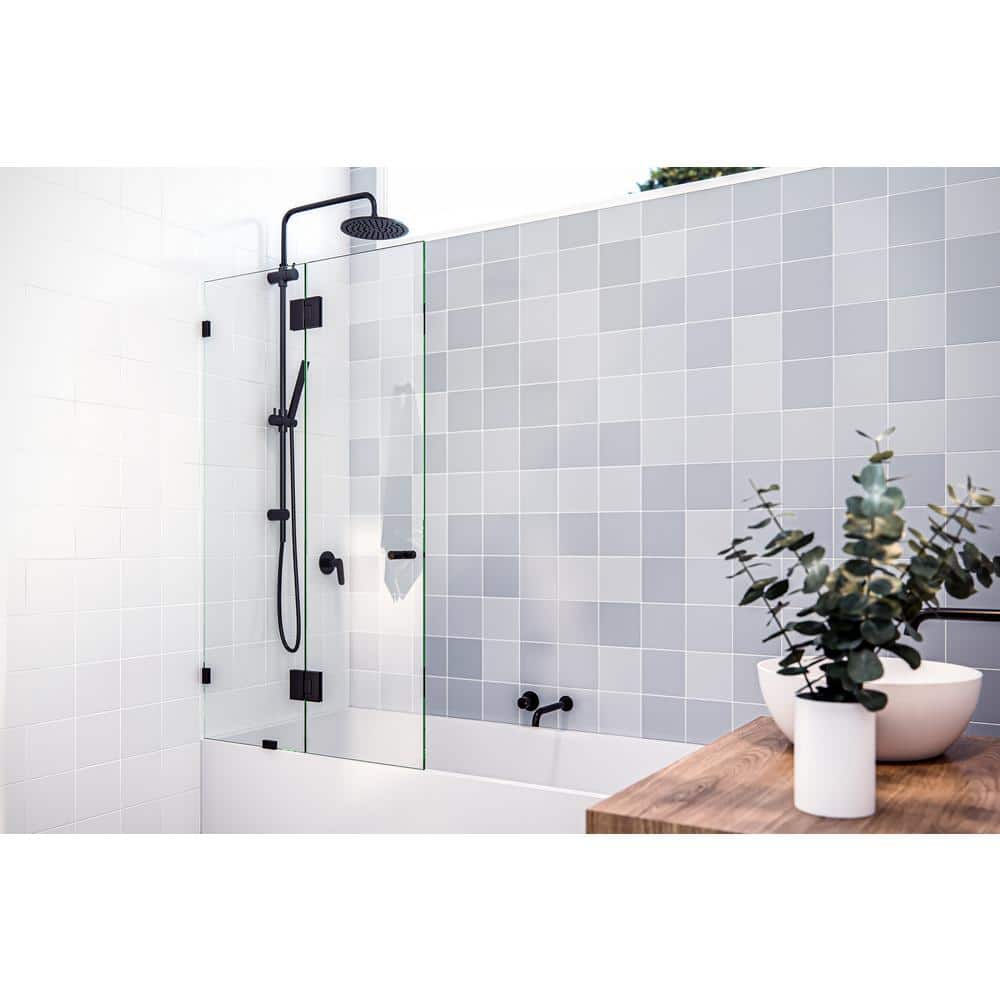 34'' x 58'' Oil Rubbed Bronze Frameless Glass Hinged Bathtub Door
