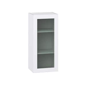 18 in. W x 40 in. H x 14 in. D Bright White Shaker Assembled Wall Kitchen Cabinet with Glass Door