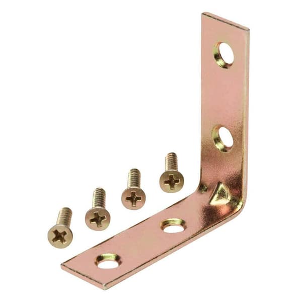 Everbilt 1-1/2 in. Satin Brass Corner Brace (4-Pack)