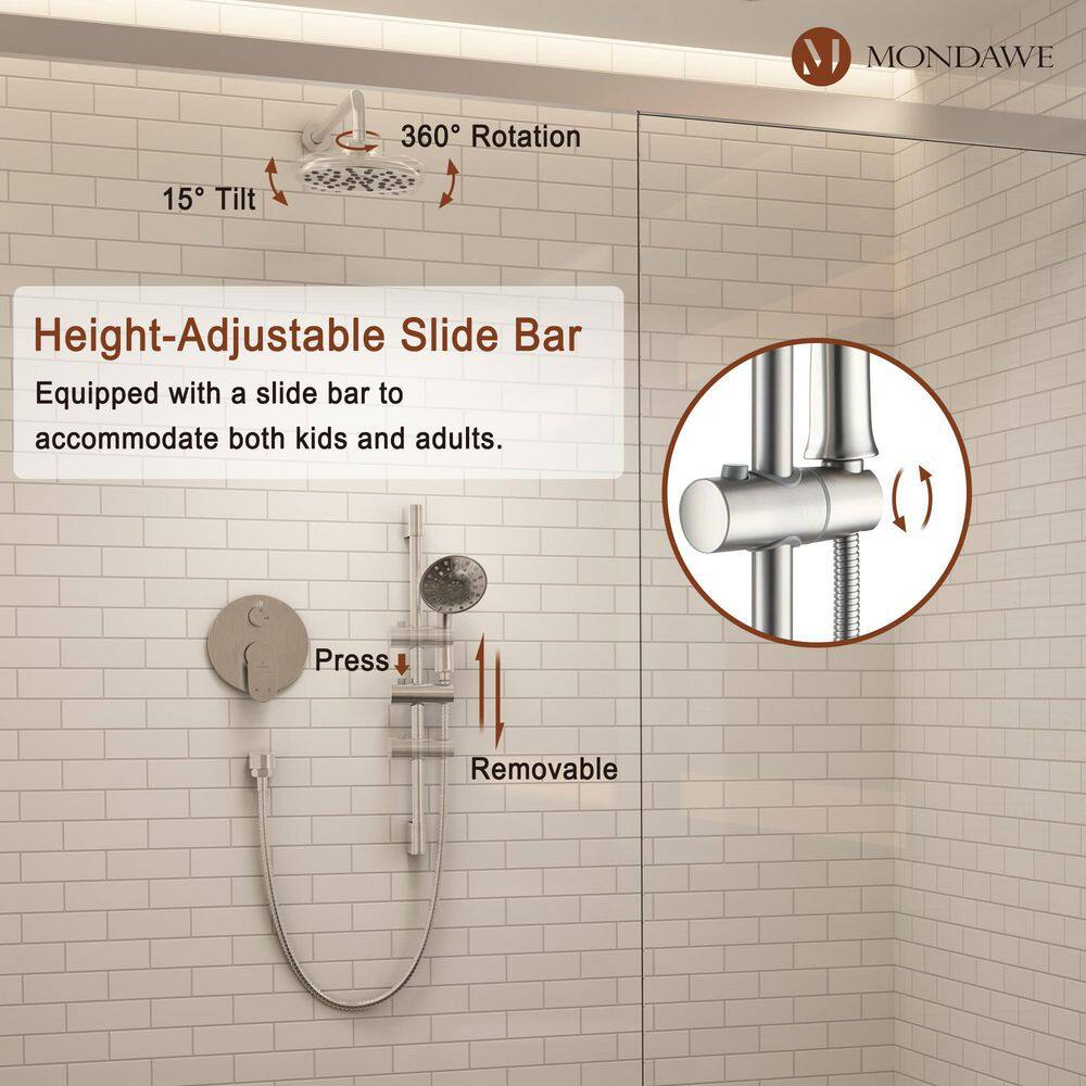 Brushed Nickel Adjustable Multi-Head Rain Shower System
