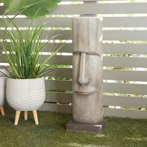33 in. Magnesium Oxide Indoor Outdoor Easter Island Head Garden Sculpture