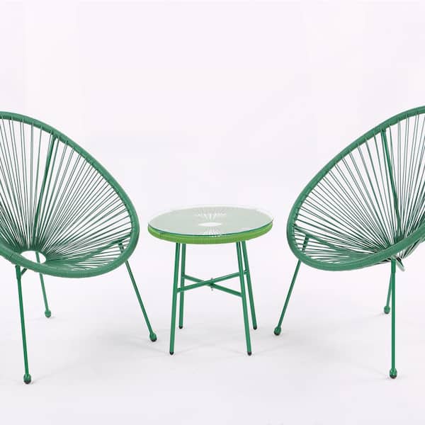 JimsMaison 3-Piece Wicker Patio Conversation Set with Side Table