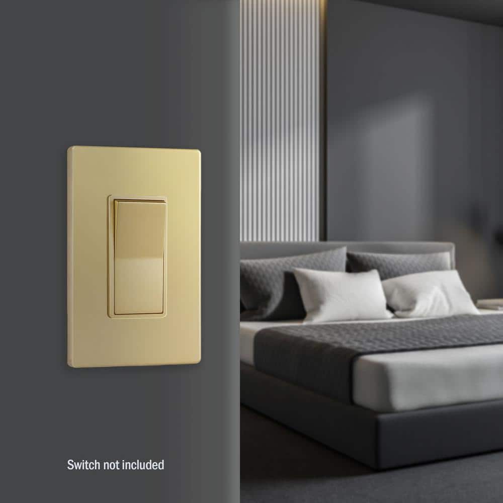 Gold 1-Gang Screwless Decorator Wall Plate, Polycarbonate
