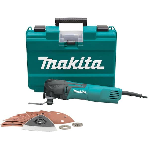 Makita 3 Amp Corded Variable Speed Oscillating Multi-Tool Kit With Blade, Sanding Pad, Sandpaper, Adapter, Hard Case
