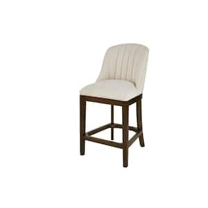 Ingram Upholstered Counter Stool with Channel Tufted Back and Biscuit Beige Seat (20 in. W x 41.34 in. H)