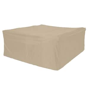 106 in. x 106 in. x 28 in. Beige Outdoor Large Square Dining Set Patio Furniture Cover