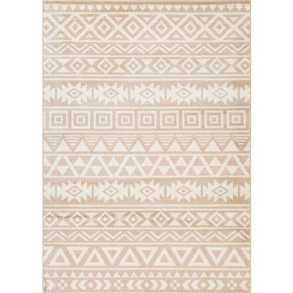 L'Baiet Grace Beige Geometric 5 ft. x 7 ft. Area Rug
