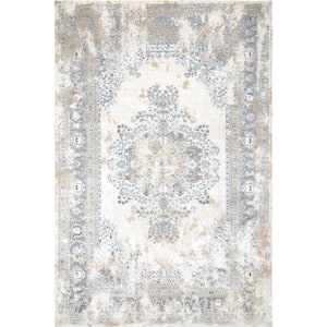 Jodee Vintage Medallion Silver 5 ft. x 8 ft. Area Rug