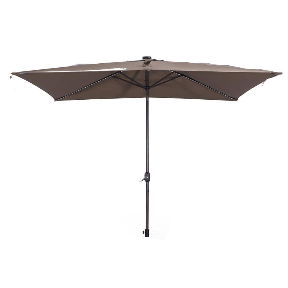 10 ft. x 7 ft. Aluminum Market Patio Umbrella with Frosted Tube in Topology