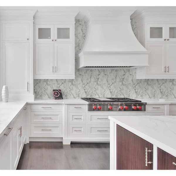 60.75 sq. ft. Carrera and Metallic Titanium Nettie Abstract Marble Unpasted Paper Wallpaper Roll