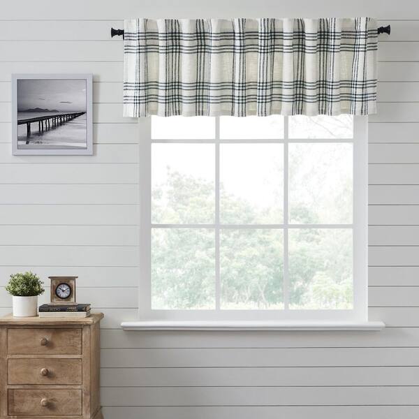 VHC BRANDS Pine Grove Plaid 90 in. L x 19 in. W Cotton Valance in Pine Green Soft White