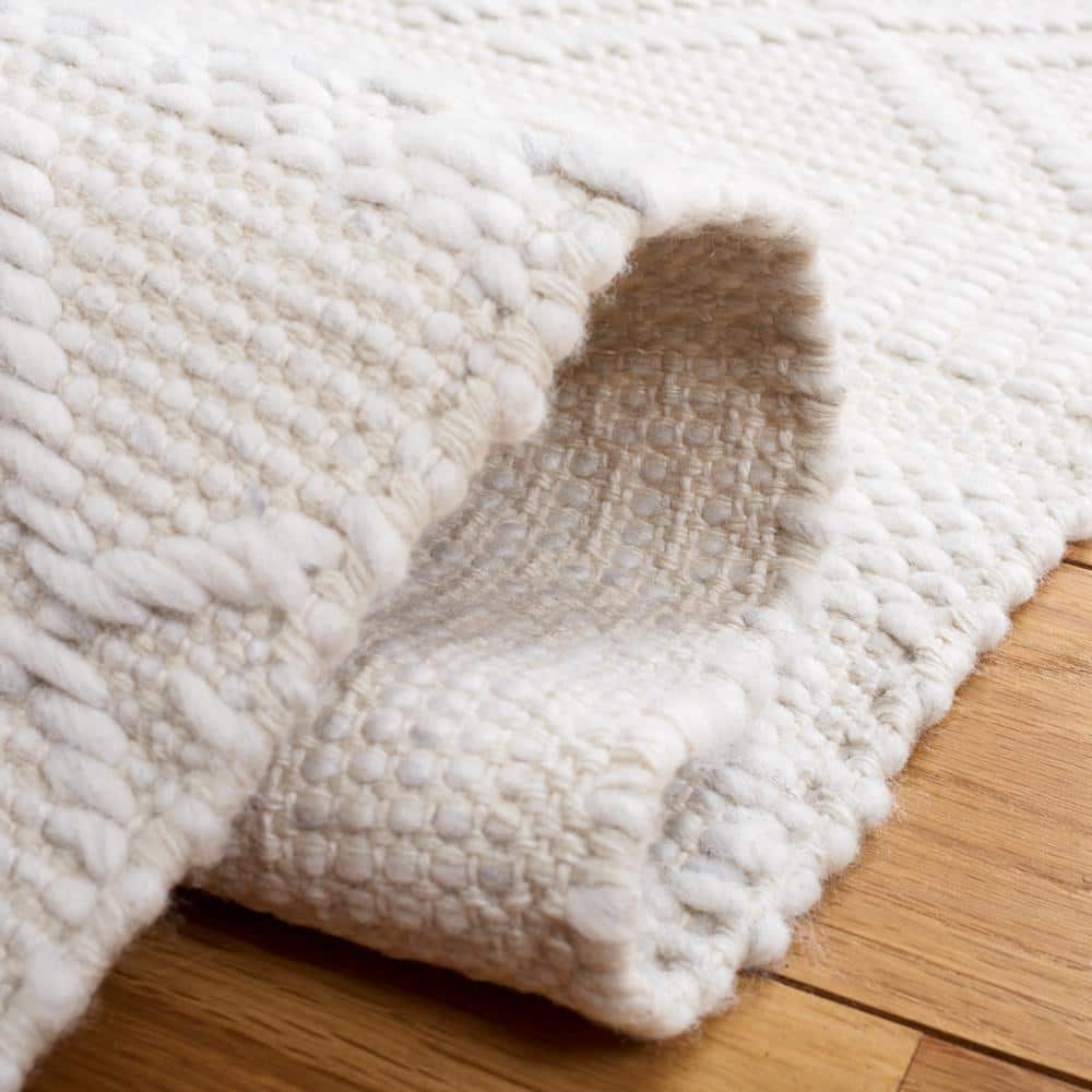 Natura Ivory Square Hand-Woven Wool Blend Area Rug, 6' x 6'