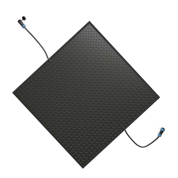 Costway Black 30 in. x 30 in. Outdoor Heated Snow Melting Mat with 3 in/h Speed Non-Slip Rubber for Walkway