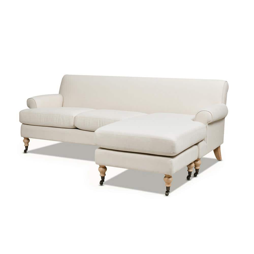Alana 88" Light Beige Linen Reversible L-Shape Sectional Sofa