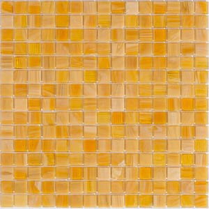 Celestial Glossy Apricot Beige 12 in. x 12 in. Glass Mosaic Wall and Floor Tile (20 sq. ft./case) (20-pack)