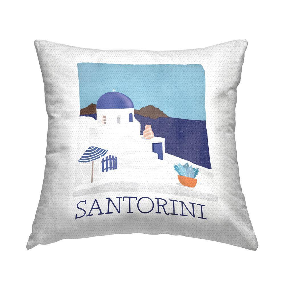 Santorini Summer Island Vacation Blue Square Outdoor Throw Pillow price history on PriceWatchPro