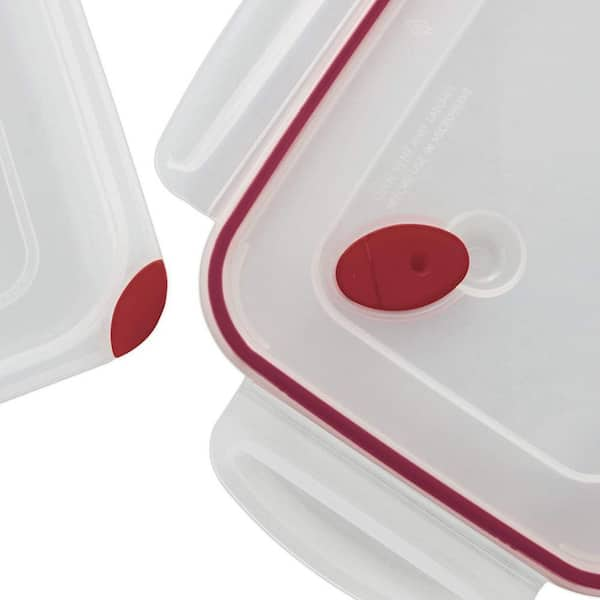 Sterilite Food Storage Container Ultra-Seal Clear Rectangular 16 Cup,  Rocket Red Trim