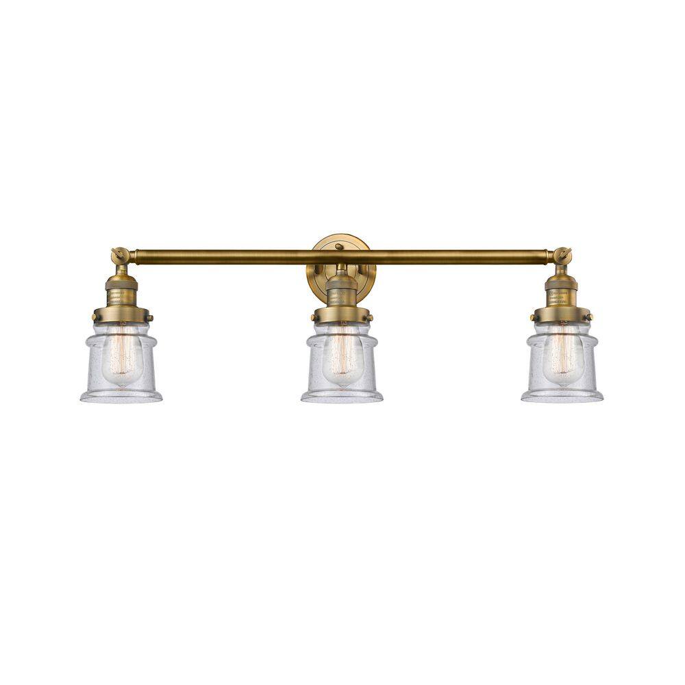 Canton 30 in. 3-Light Brushed Brass Vanity Light with Glass Shade price history on PriceWatchPro