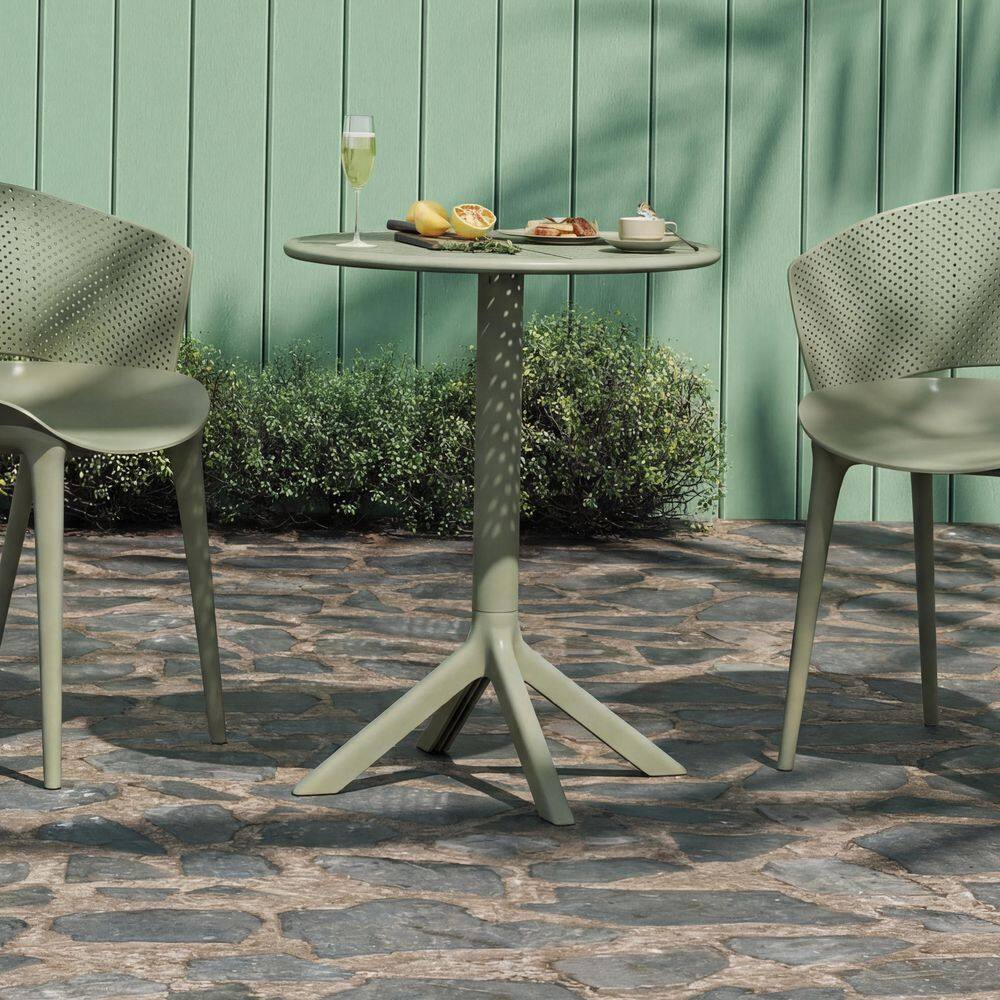 Mateo Modern Sage Green Round Plastic Patio Outdoor Bistro Table Lightweight Design price history on PriceWatchPro