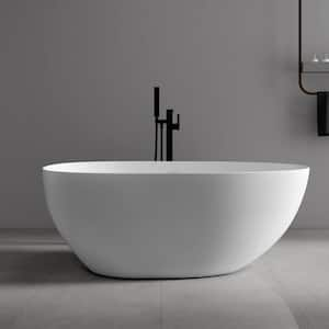 Verna 59 in. x 31 in. Stone Resin Freestanding Soaking Bathtub in White