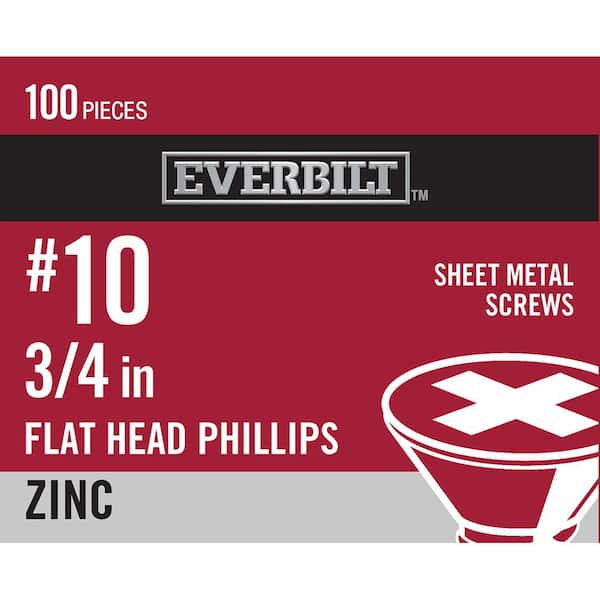 #10 x 3/4 in. Phillips Flat Head Zinc Plated Sheet Metal Screw (100-Pack)