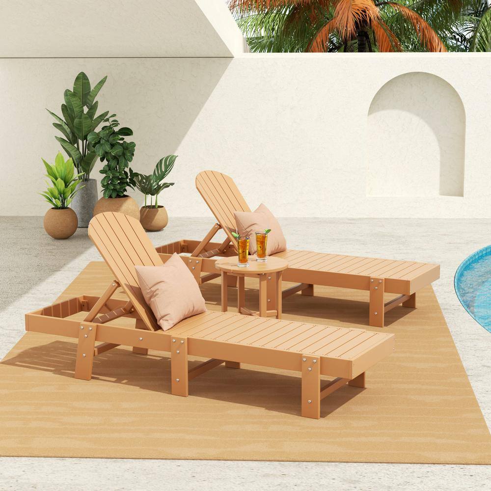 Altura 3-Piece Outdoor Patio Classic Adjustable Adirondack Backrest Chaise Lounge and 18 in. Round Side Table Set, Teak price history on PriceWatchPro