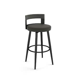 Paramont 26.38 in. Charcoal Grey Polyester/Black Metal Swivel Counter Stool