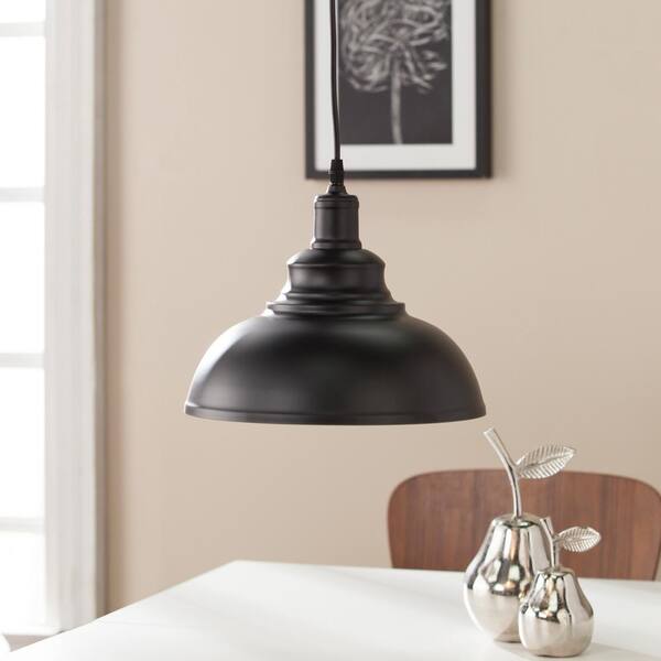Southern Enterprises Endia 1 Light Matte Black Bell Pendant Lamp Hd315294 The Home Depot - Silver Bell Pendant Light