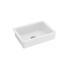 White Ceramic 30 in. Single Bowl Farmhouse Apron -Front Kitchen Sink