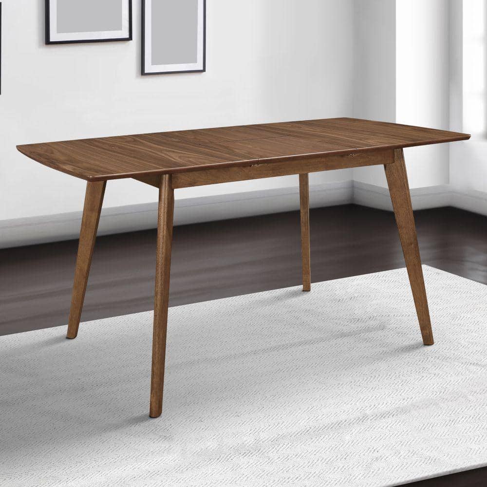 49" Brown Wood Extendable Mid-Century Modern Dining Table