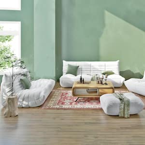3-Piece Bean Bag Teddy Velvet Top Thick Seat Living Room Lazy Sofa in Beige (2 Seater + 3 Seater + 4 Seater )