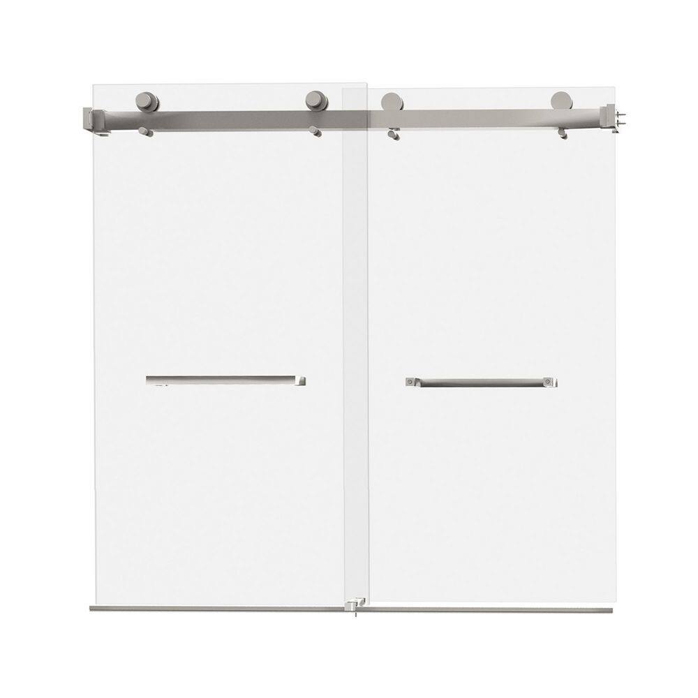 56 in. 60 in. W x 66 in. H Double Sliding Frameless Shower Door, 5/16 in. (8mm) Tempered Glass price history on PriceWatchPro
