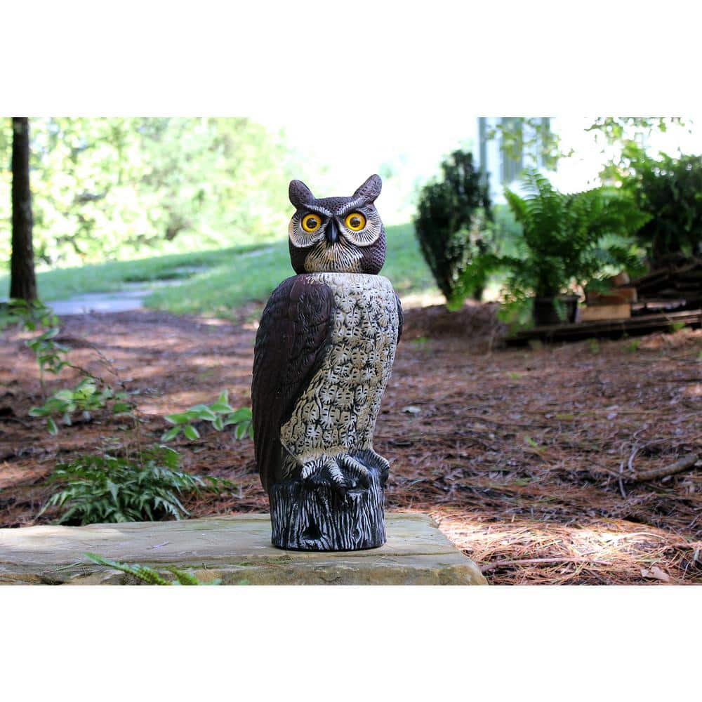 18" Solar-Powered Rotating Head Owl Pest Repellent Decoy