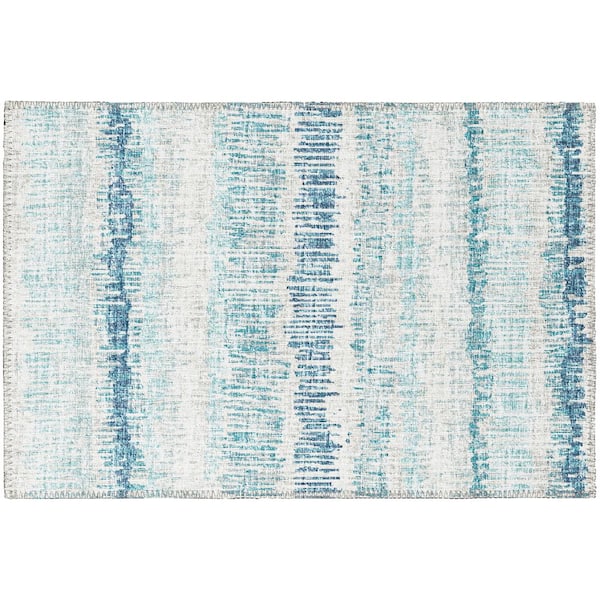 Addison Rugs Rylee Blue 1 ft. 8 in. x 2 ft. 6 in. Geometric Indoor/Outdoor Area Rug