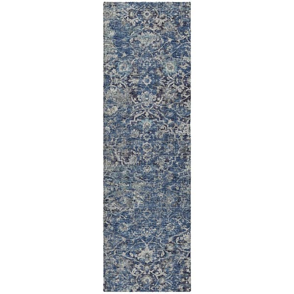 Dream Shag Premium Machine Washable Abstract ADS92 Blue 2 ft. x 7 ft. Runner Rug