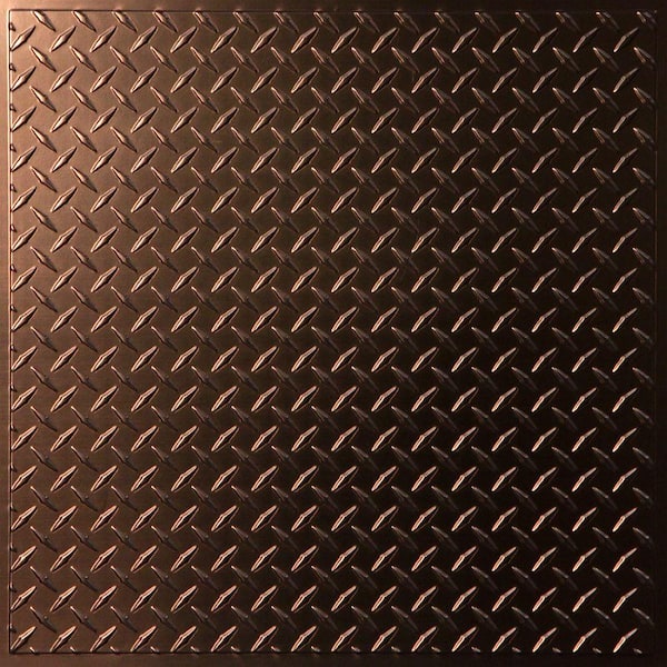 Ceilume Diamond Plate Faux Bronze 2 ft. x 2 ft. Lay-in or Glue-up Ceiling Panel (Case of 6)